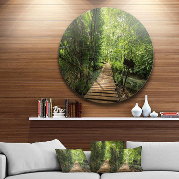 Forest Way to Emerald Pool - Landscape Round Metal Wall Art